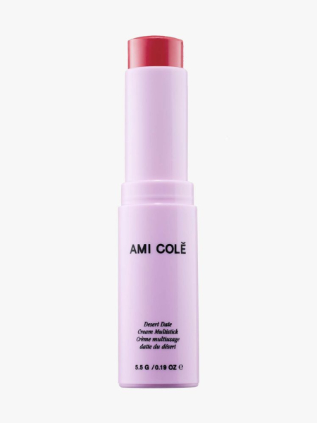 Ami Colé Desert Date Cream Multistick lavender twist up stick of berry pink cream blush on light gray background