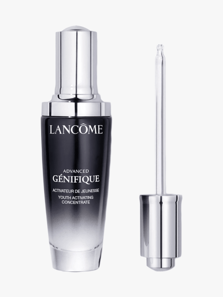 Lancome Advanced Génifique Youth Activating Concentrate Anti-Aging Face Serum in branded silver component on a light gray background